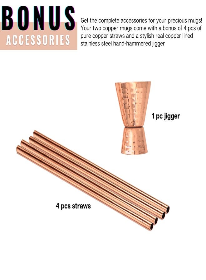 Kitchen Science Copper Moscow Mule Mug Gift Set - 4 Tarnish-Resistant 19 oz Mugs with Stainless Steel Interior, 4 Straws & Jigger - Ideal for Cocktails, Bars & Gifts - Image 3